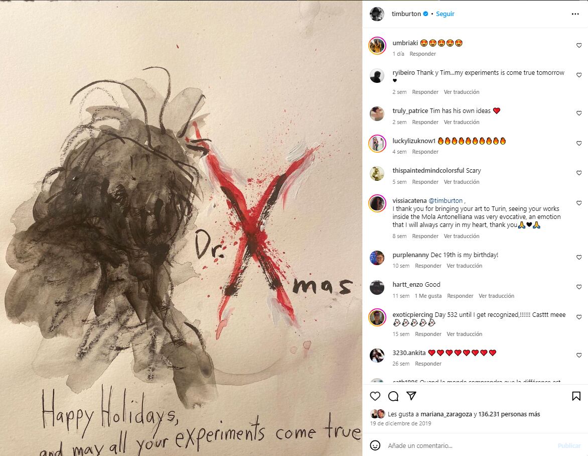 Tim Burton navidad/Instagram.