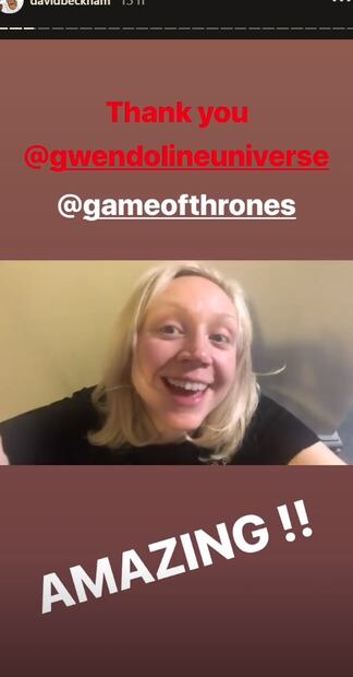Brienne de Tarth, de Game of Thrones, felicitó a David Beckham por su cumpleaños