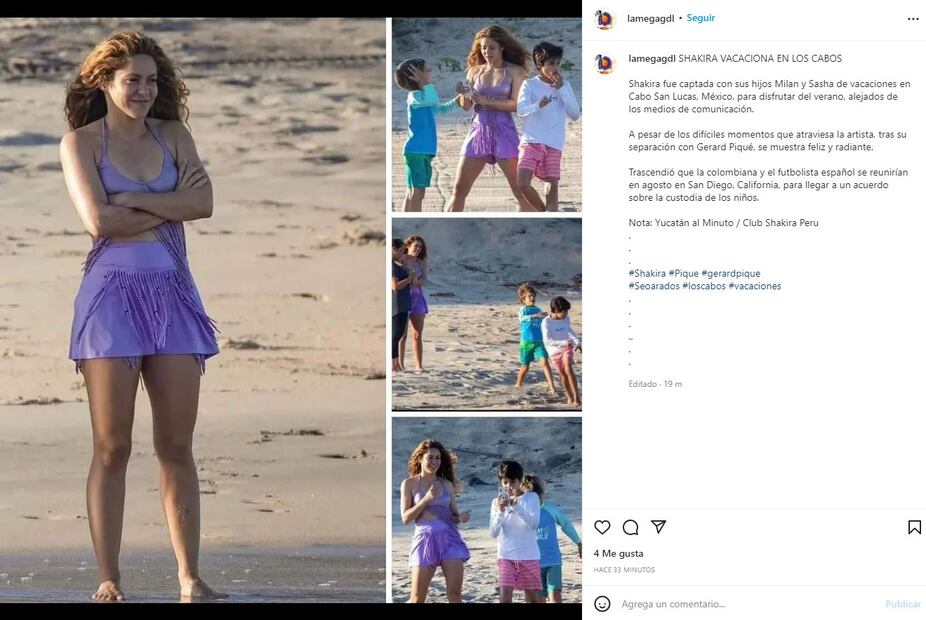  Shakira está en México y fue captada con un bikini que ella diseñó