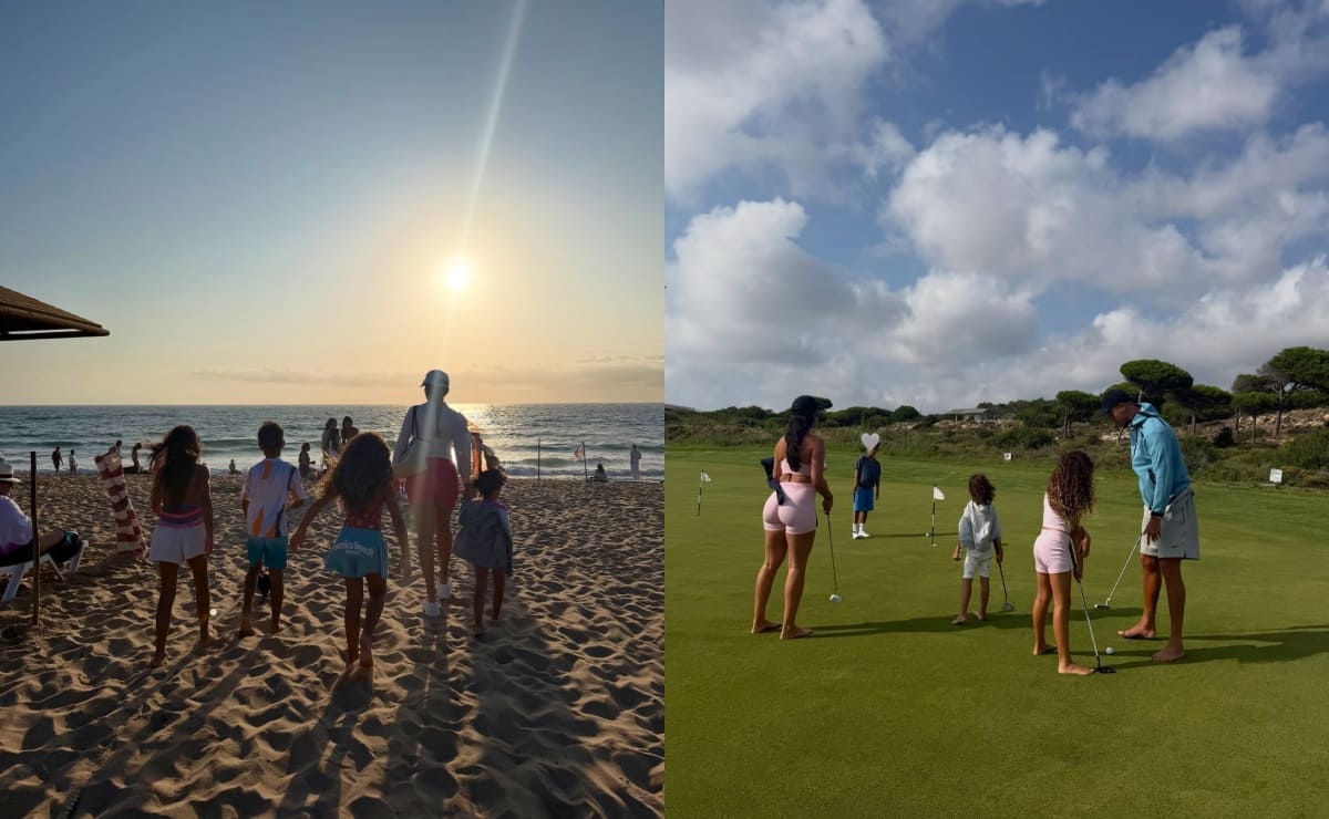 Georgina Rodríguez y Cristiano Ronaldo con sus hijos Cristiano Jr., Eva Mateo, Alana Martina y Bella Esmeralda. (Foto: Instagram)