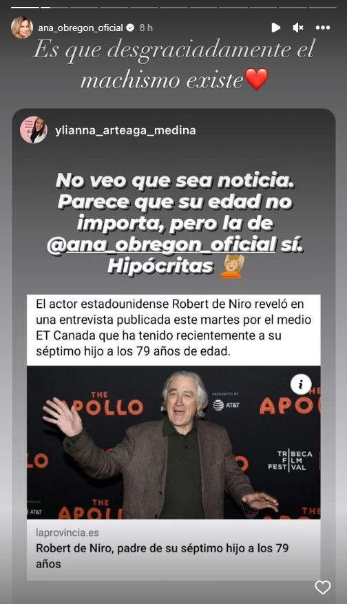 Ana Obregón sobre la paternidad de Robert De Niro a los 79 años: "El machismo existe"