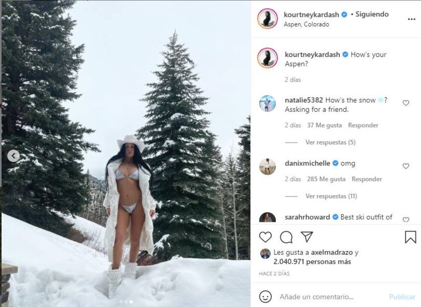 Kourtney Kardashian vuelve locos a millones con revelador bikini en Aspen