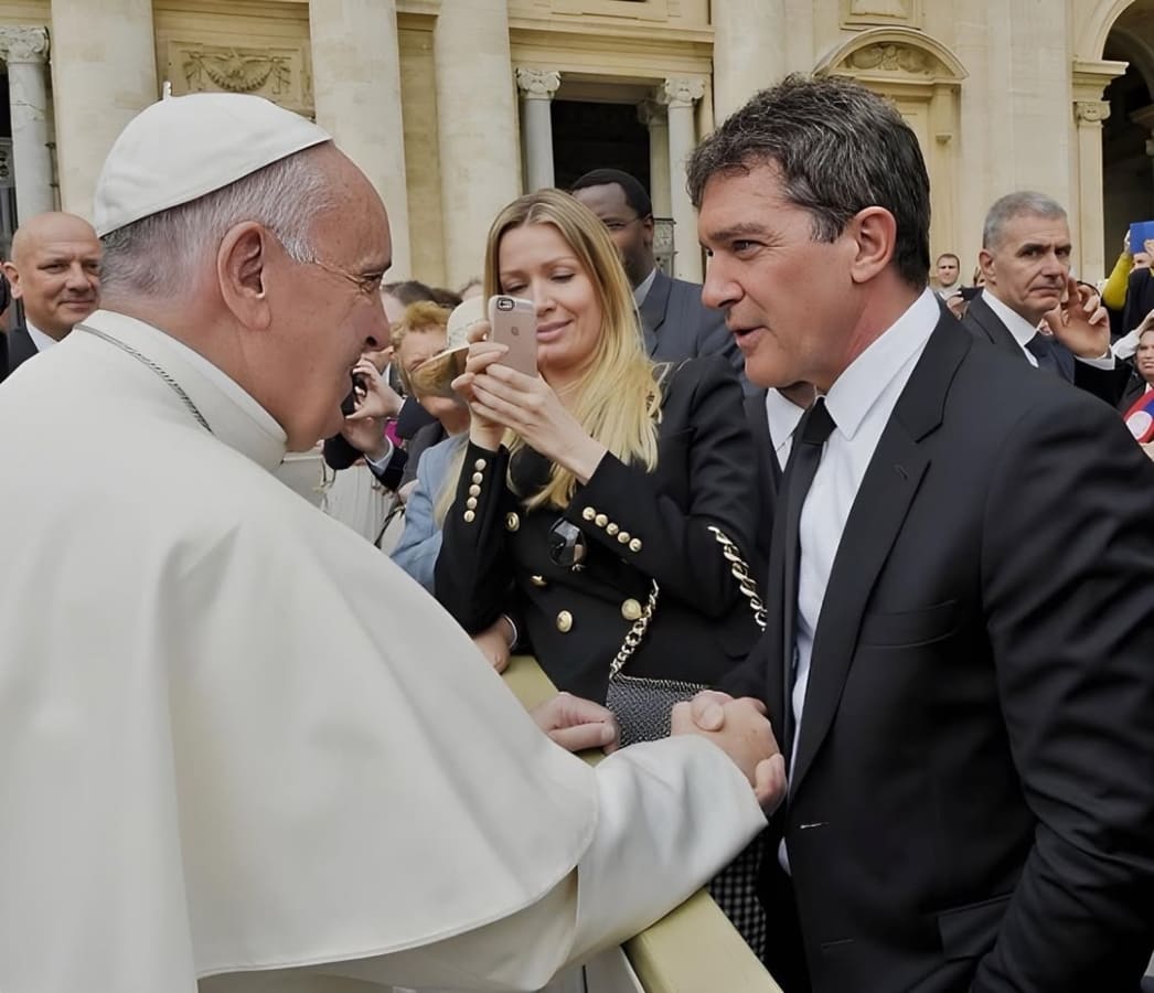 El papa Francisco con Antonio Banderas / Foto: Instagram