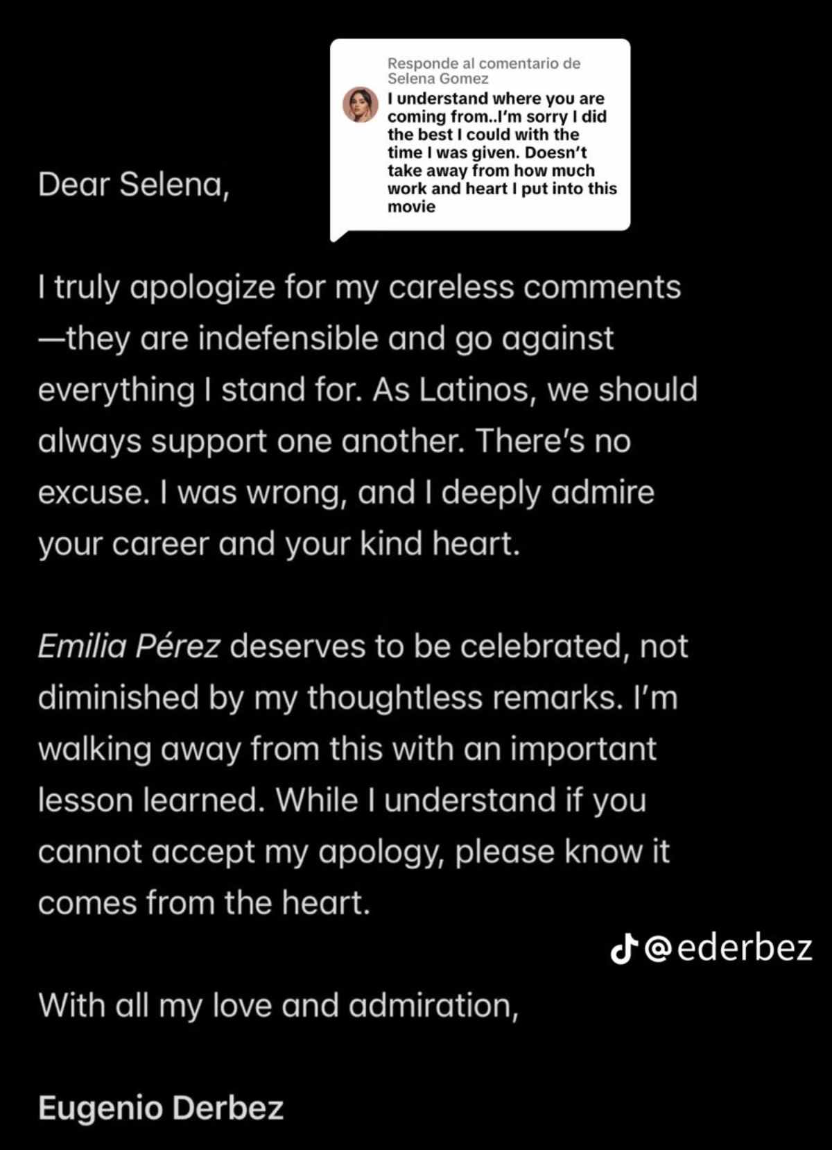 Eugenio Derbez se disculpó con Selena Gómez / Foto: Captura