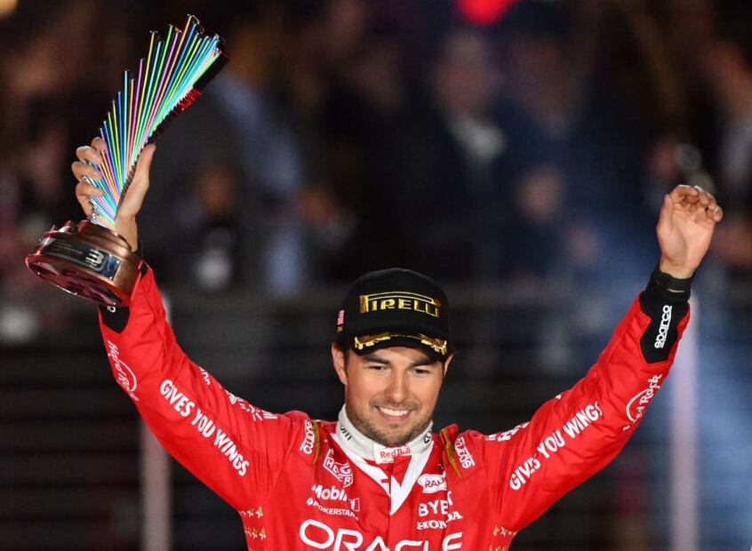 Sergio 'Checo' Pérez en el podio del GP de Las Vegas / AFP