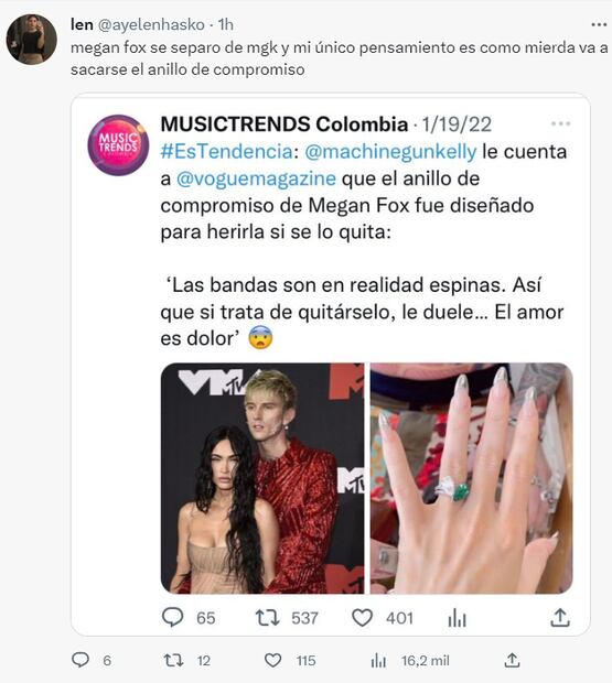 Megan Fox insinúa ruptura con Machine Gun Kelly y desactiva su cuenta de Instagram