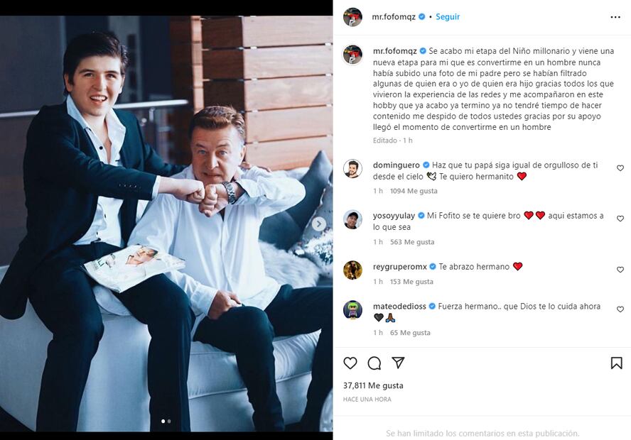 Fofo Márquez tras el fallecimiento de su papá: "Se acabó mi etapa de niño millonario"