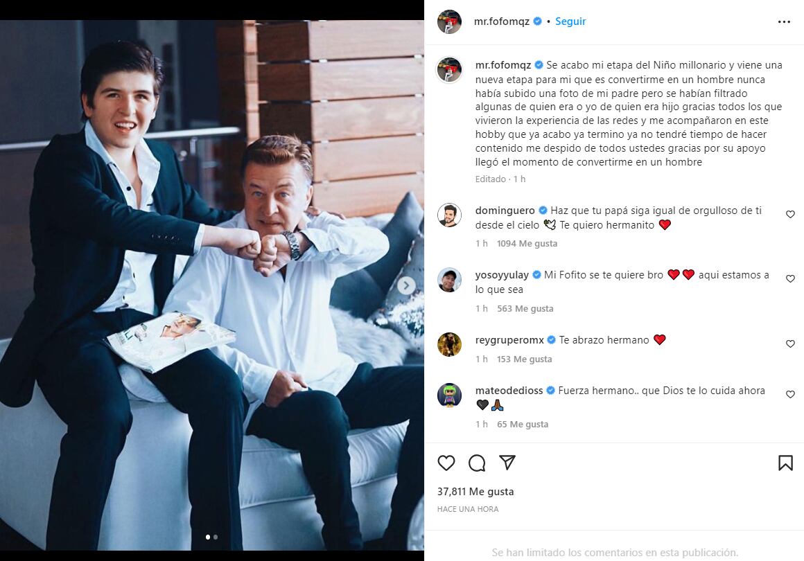 Fofo Márquez tras el fallecimiento de su papá: "Se acabó mi etapa de niño millonario"