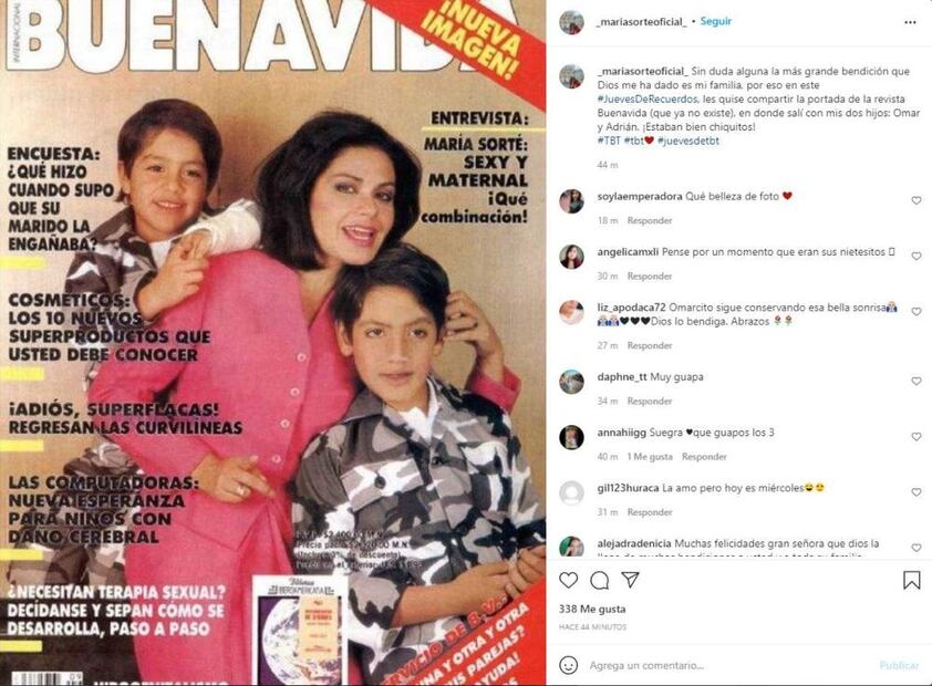 María Sorté presume portada en la que sale Omar García Harfuch de niño