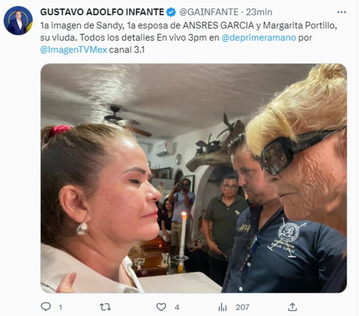 Leonardo, hijo de Andrés García, asiste a dar el último adiós a su papá, fallecido a los 81 años