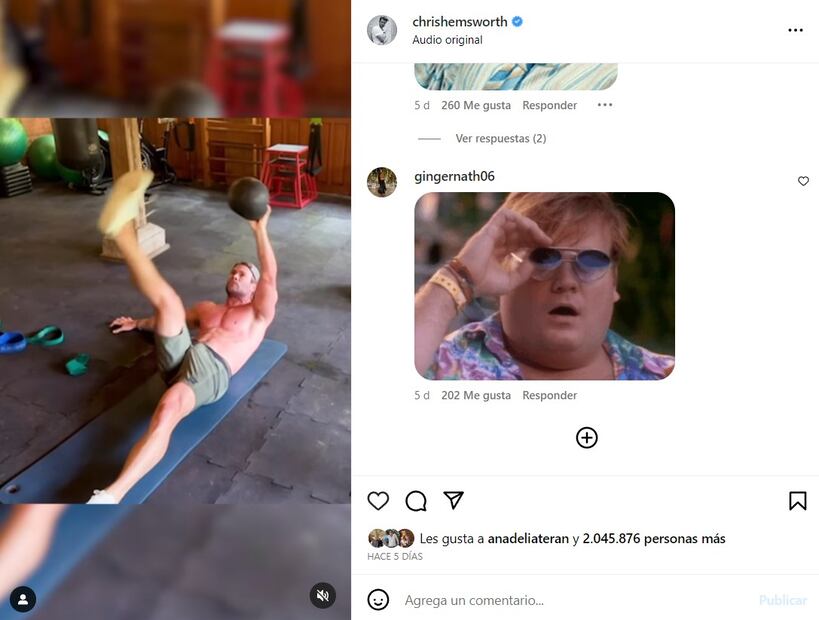 Chris Hemsworth puso a sudar a todo su fandom / Instagram