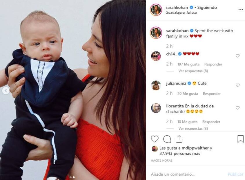 Noah, el bebé de 'Chicharito' y Sarah Kohan, está de visita en México