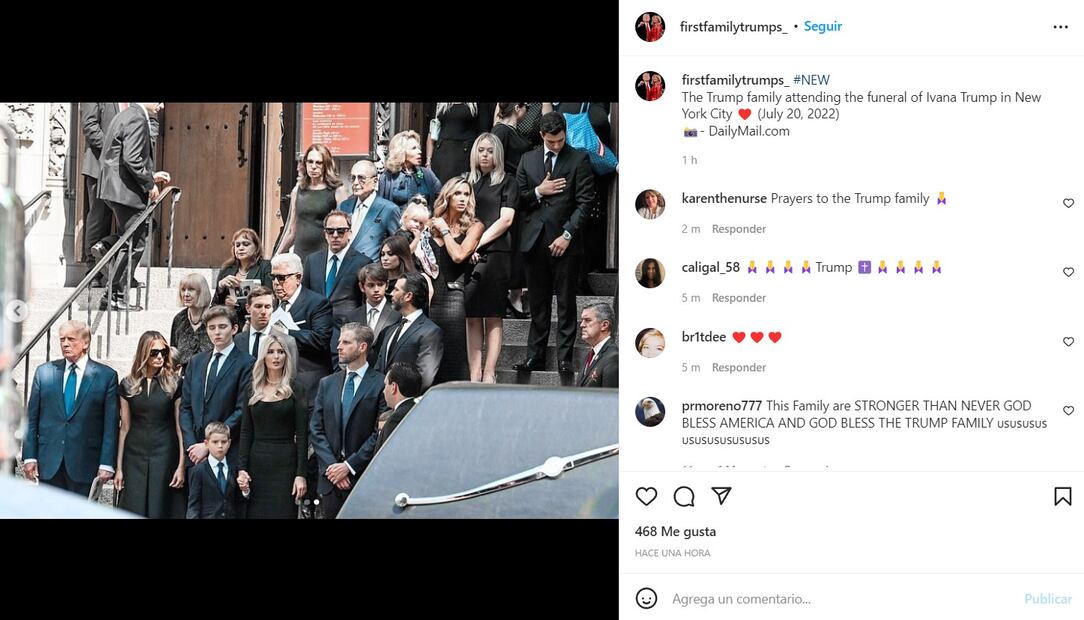 Donald Trump despide a Ivana acompañado de sus hijos en una solemne ceremonia
