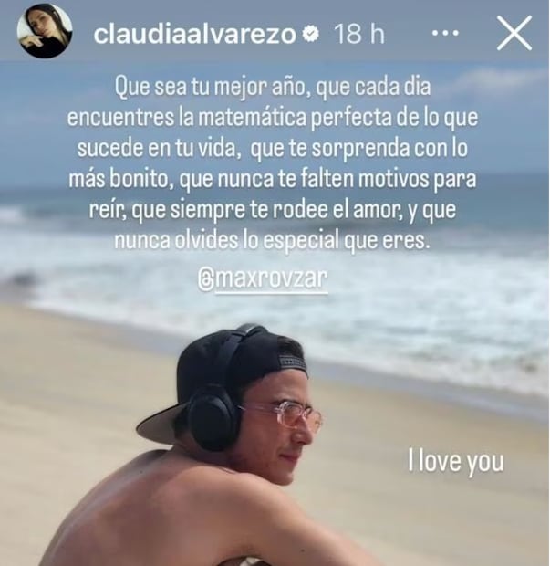Claudia Álvarez felicitó a Max Rovzar en sus redes sociales / Foto: Instagram