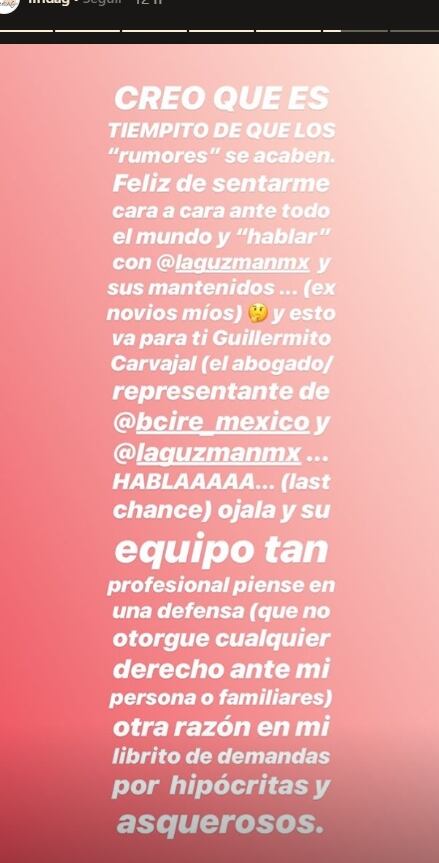 "Feliz de hablar con la Guzmán y sus mantenidos, ex novios míos", Frida Sofía vuelve a retar a su mamá