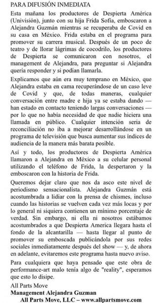 Tras reconciliación, Alejandra Guzmán y Frida Sofía se vuelven a pelear