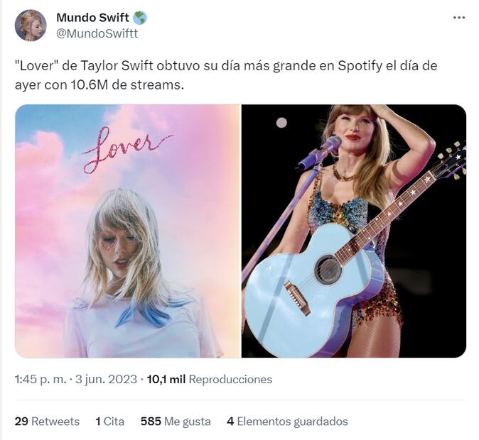 Lover es el séptimo álbum de la cantante estadounidense Taylor Swift, lanzado el 23 de agosto de 2019 / Twitter