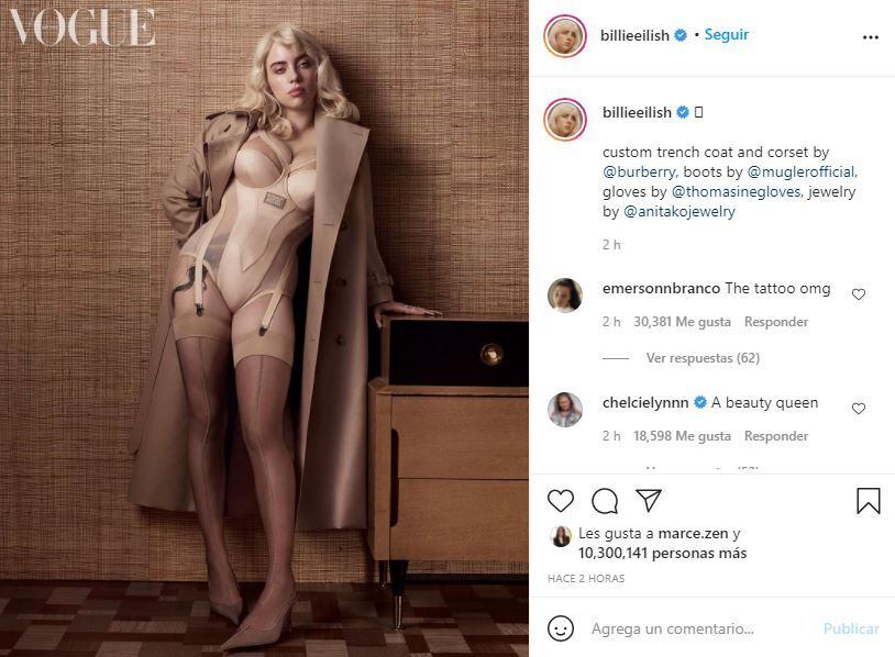 Billie Eilish y su sorpresivo cambio: posa en sexy corsé para Vogue