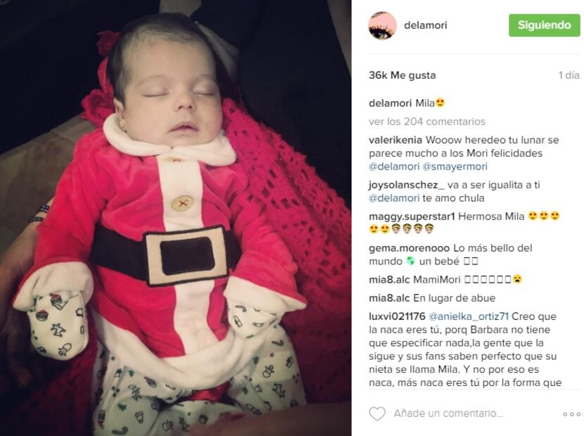 Bárbara Mori publica las primeras fotos de su nieta Mila Mayer