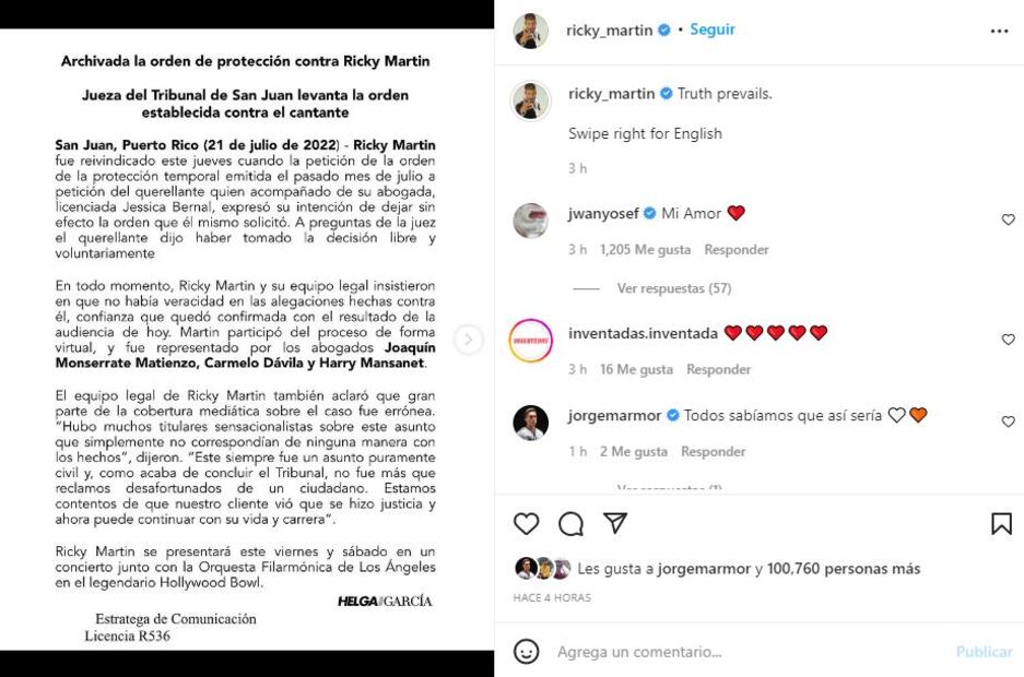 Ricky Martin: “Nunca había tenido que lidiar con algo tan doloroso”