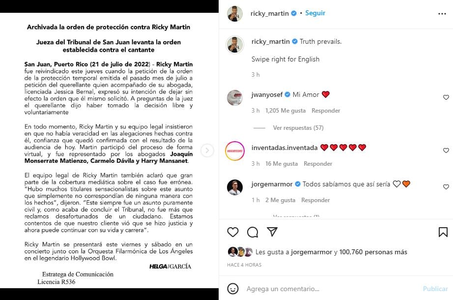 Ricky Martin: “Nunca había tenido que lidiar con algo tan doloroso”