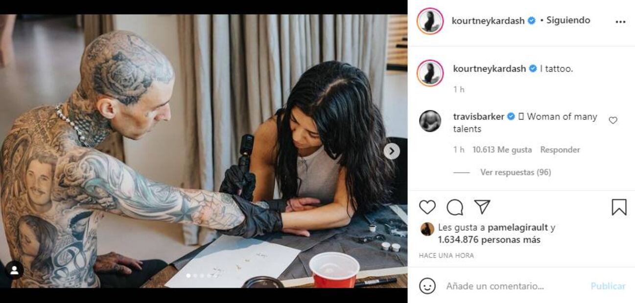 Kourtney Kardashian debuta como tatuadora y agrega OTRO dibujo a Travis Barker