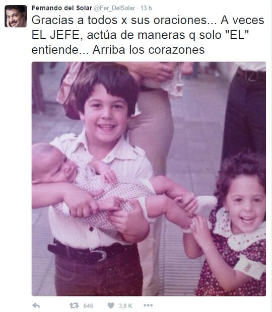 El mensaje de Fernando del Solar tras recaída por el cáncer