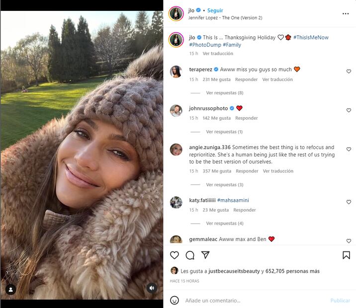 El álbum familiar de Jennifer Lopez y Ben Affleck en Thanksgiving Day