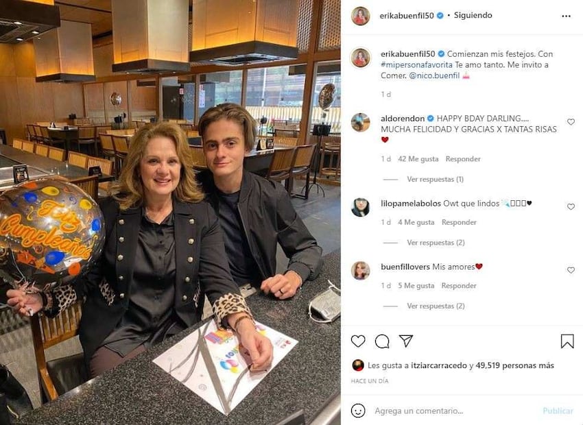 Muy elegante, Nicolás Buenfil, hijo de Érika Buenfil, festeja a su mamá