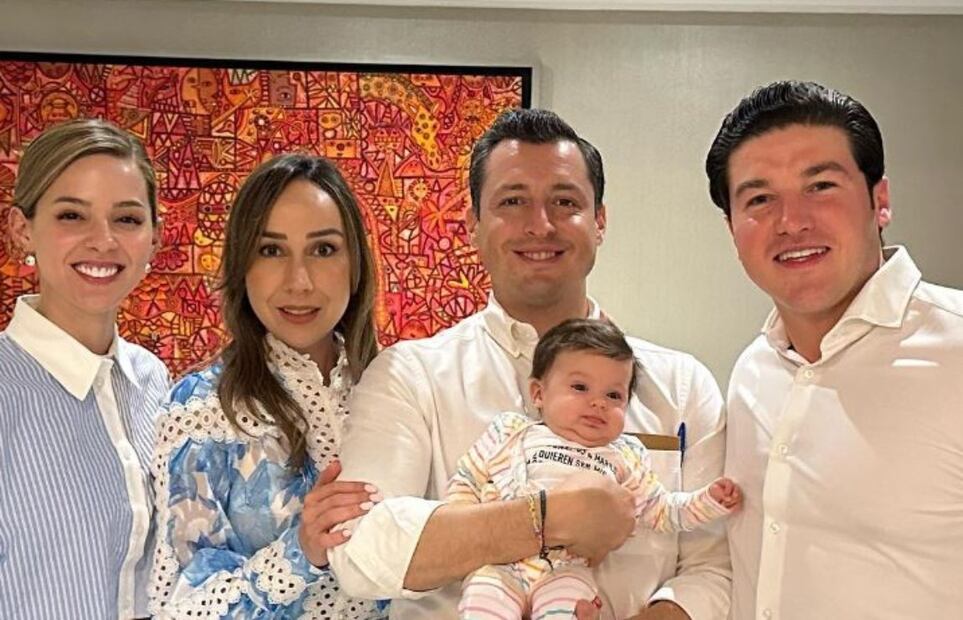 Mariana Rodríguez, Marilú García, Luis Donaldo Colosio Riojas y Samuel García con baby Mariel / Instagram: @samuelgarcias