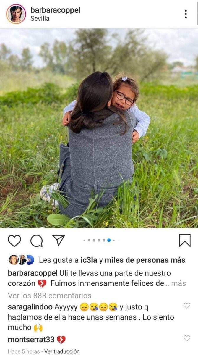 Bárbara Coppel llora por la muerte de un integrante de su familia 