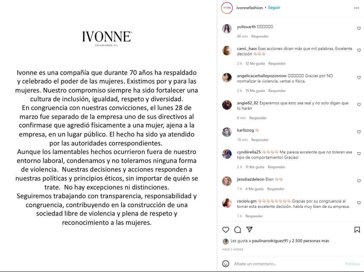 Ejecutivo de la marca Ivonne es despedido tras golpear a una mujer
