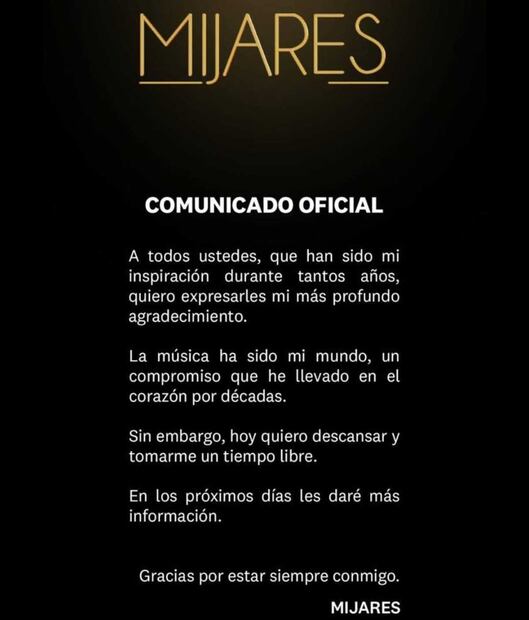 Mijares anuncia importante noticia / Foto: Instagram - @oficialmijares
