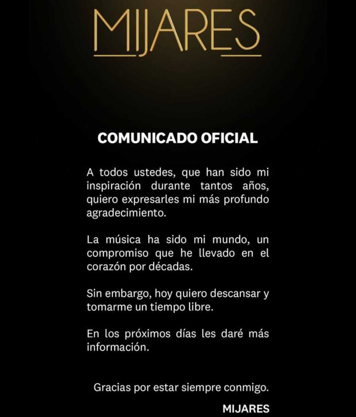 Mijares anuncia importante noticia / Foto: Instagram - @oficialmijares