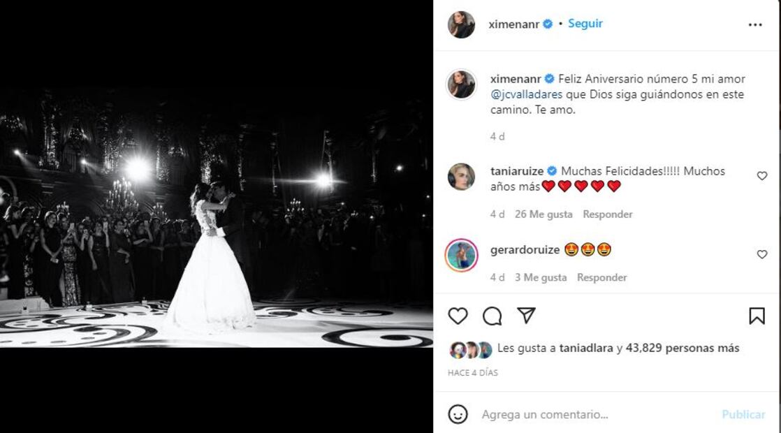 Ximena Navarrete y Juan Carlos Valladares celebran el bautizo de su hija Ximena