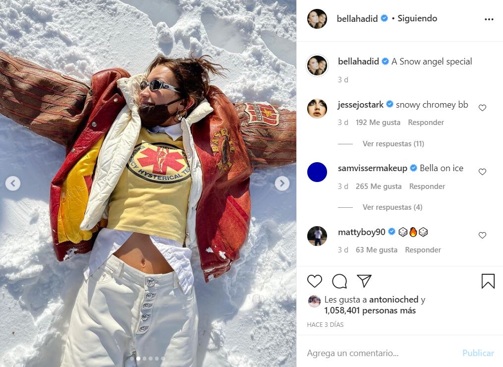 Bella Hadid y sus carísimos pantalones 'sex' con los que jugó en la nieve
