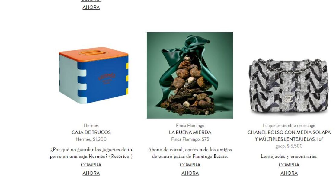 Gwyneth Paltrow presenta su lista de regalos Navidad 2022: desde estiércol, una silla sexual, un lingote de oro y una bodega subterránea