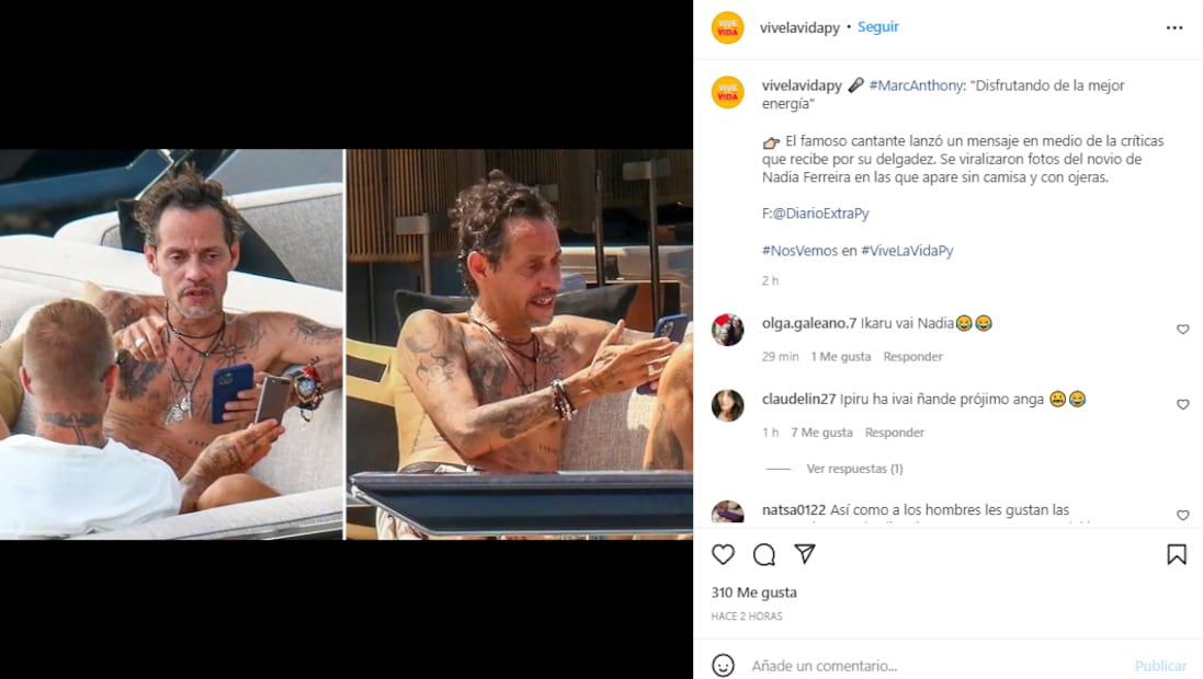 Marc Anthony luce delgadez extrema junto a David Beckham