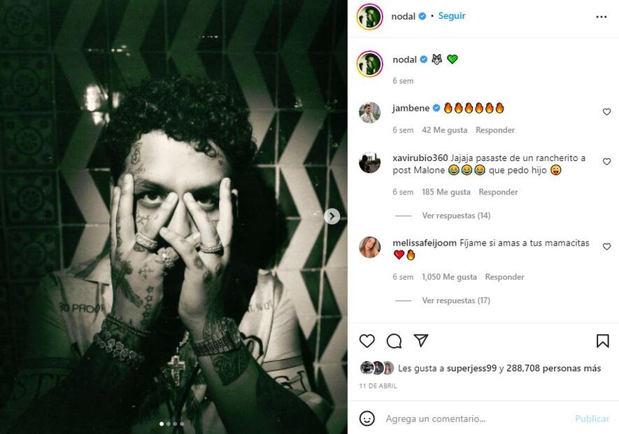 Christian Nodal le copia a J Balvin y aparece con look 'flower power'