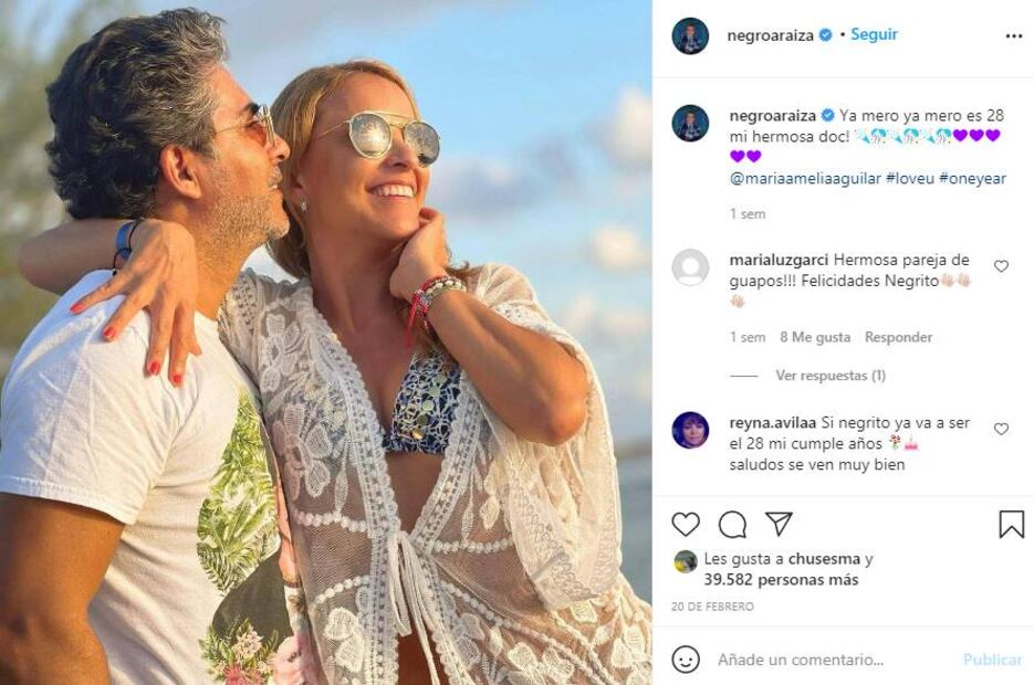Raúl Araiza y María Amelia Aguilar celebran su primer aniversario