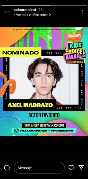 Axel Madrazo nominado en a los Kids Choice Awards / Foto: Instagram