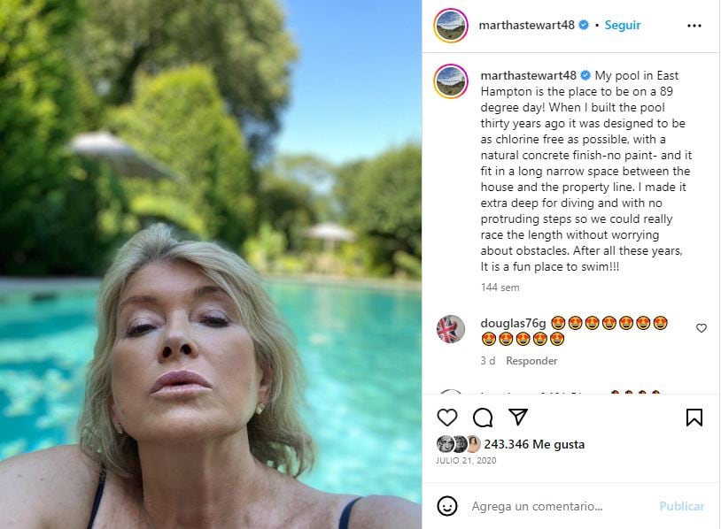Martha Stewart, feliz de ser un sex symbol a sus 81 años