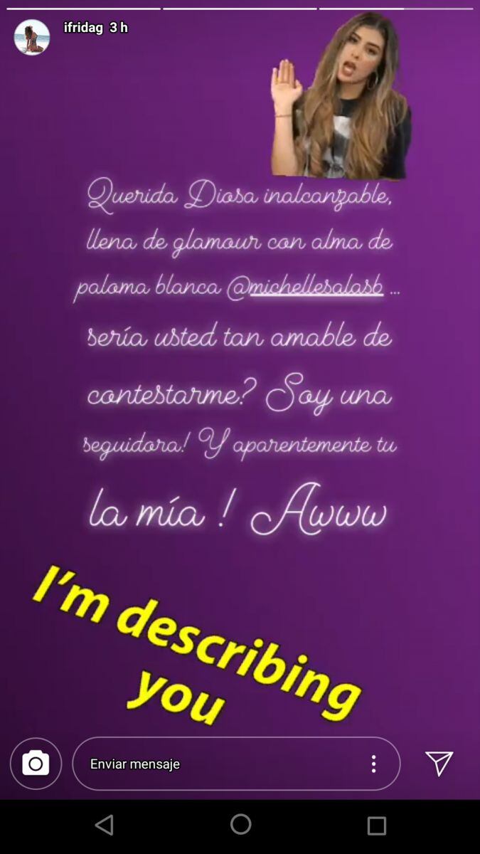 "Querida diosa inalcanzable", Frida Sofía vuelve a enfrentar a Michelle Salas