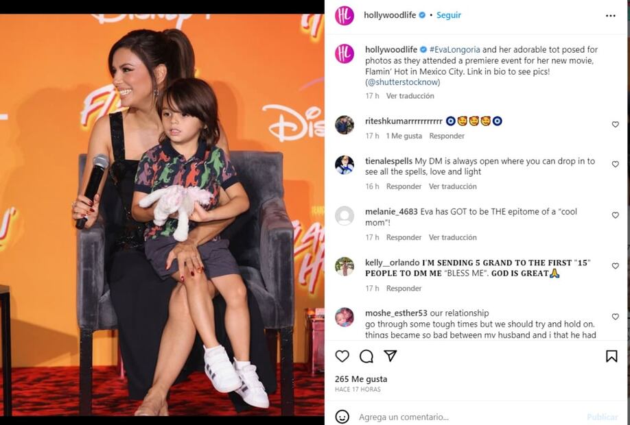 Eva Longoria y su hijo Santiago presentando la película "Flamin' Hot" en la Ciudad de México / Instagram