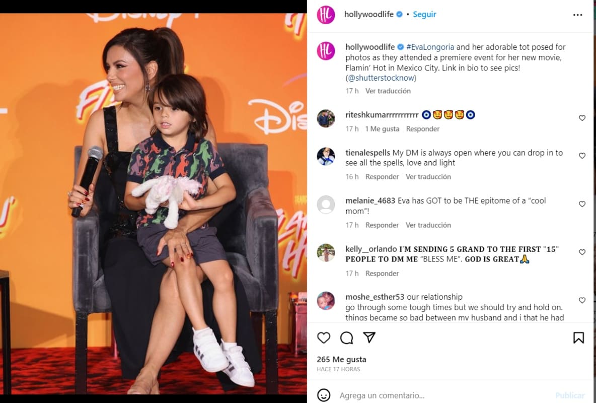 Eva Longoria y su hijo Santiago presentando la película "Flamin' Hot" en la Ciudad de México / Instagram