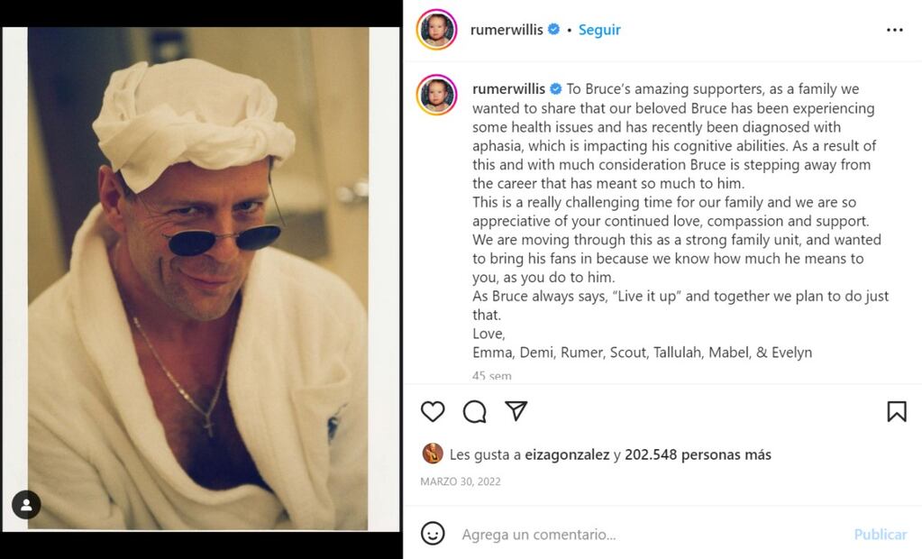 Bruce Willis y otros actores que se retiraron de la actuación por una enfermedad