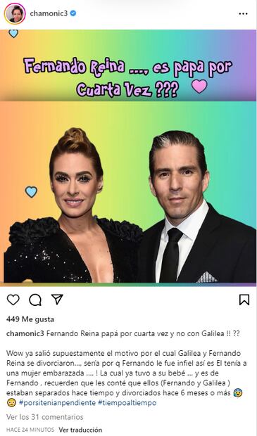 Fernando Reina, exesposo de Galilea Montijo, se habría convertido en papá por cuarta vez, aseguran