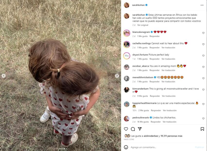 Sarah Kohan y sus hijos en África / Instagram: @sarahkohan