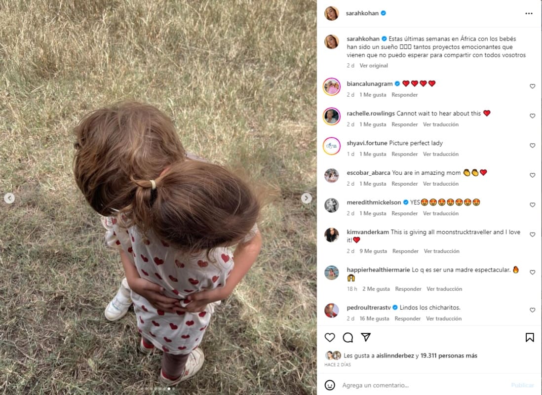 Sarah Kohan y sus hijos en África / Instagram: @sarahkohan