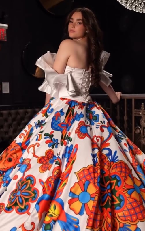 Emily Cinnamon portando el vestido de Alonso Máximo / Foto: Instagram